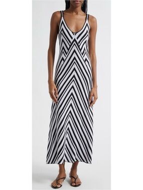 Farm Rio Black And White Chevron Knit Midi Dress Size M Minimalist Clean Girl